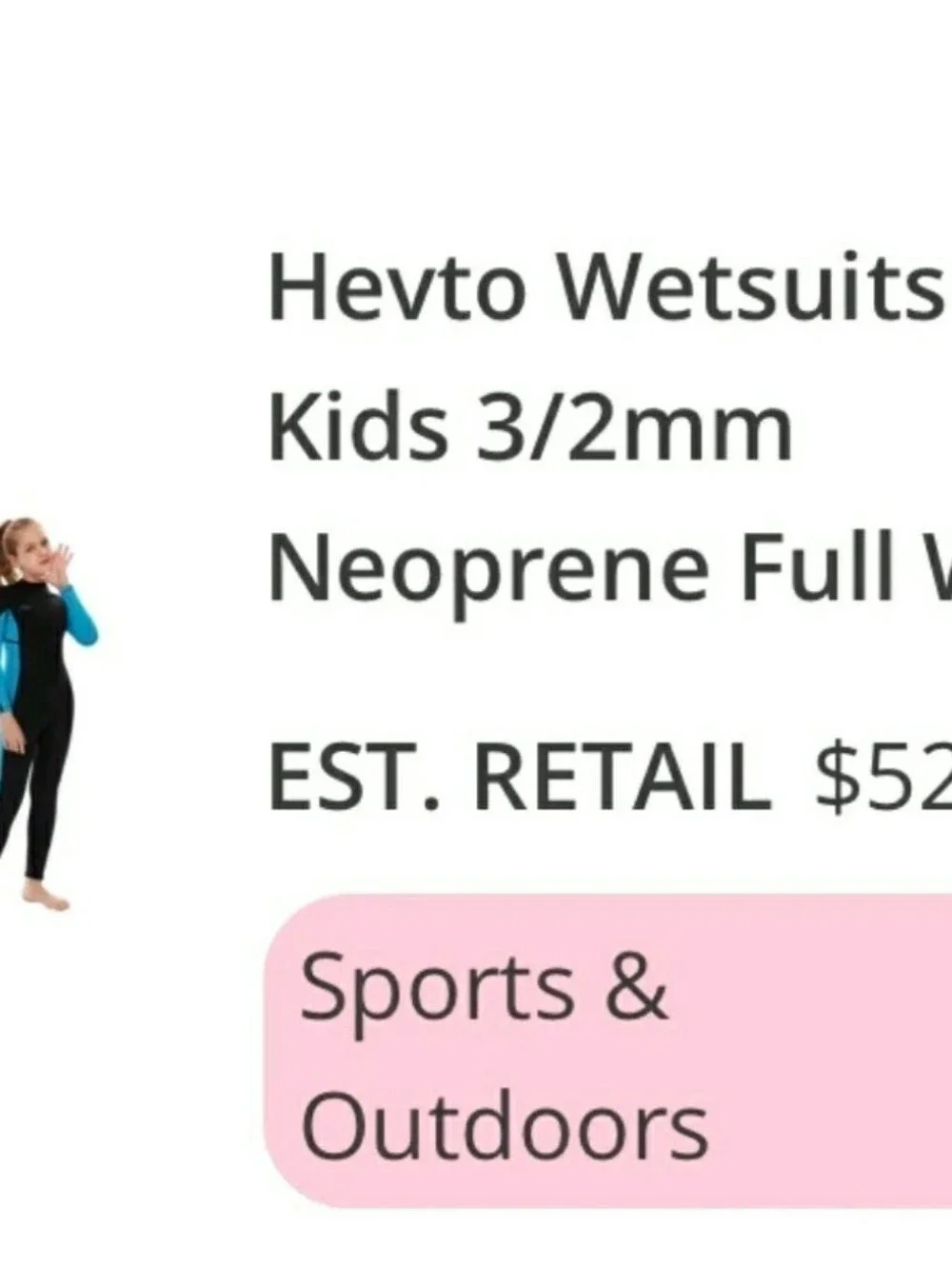 Hevto Wetsuit Kids Size 14 Black Blue Excellent 3/2mm Neoprene Full Bodysuit NEW